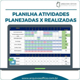 Planilha Controle de Atividades Planejadas e Realizadas Loja das Planilhas